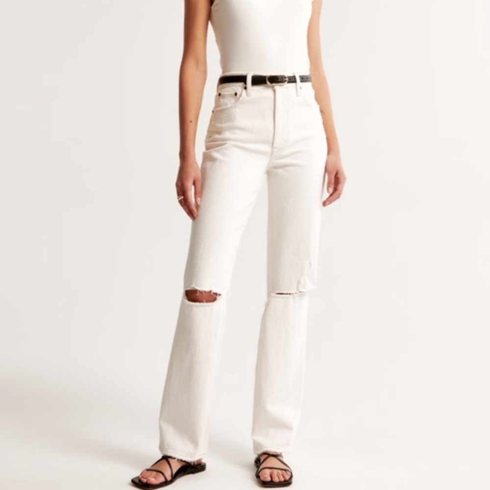 Abercrombie & Fitch White Women Jeans 90s straight